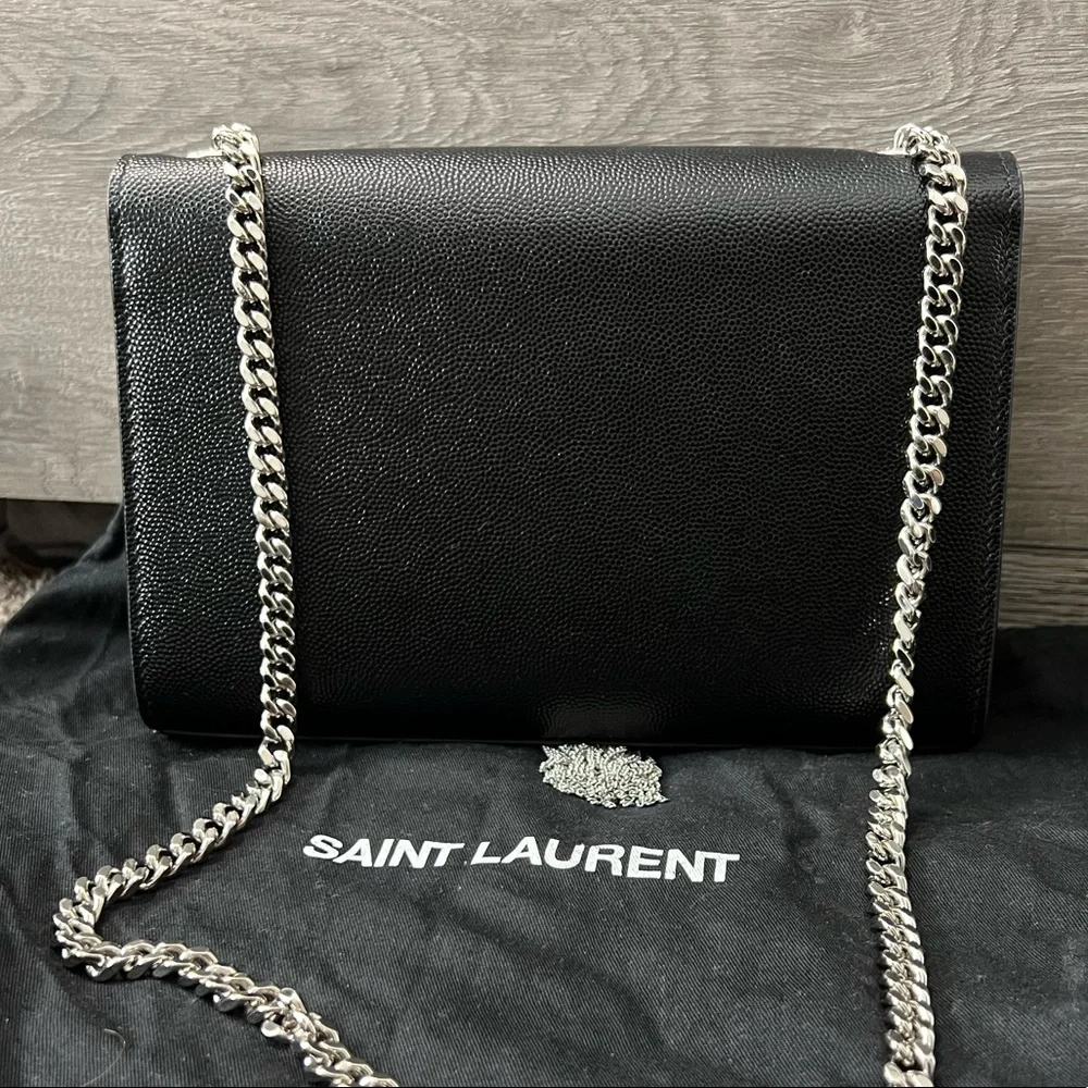 Black YSL purse with silver chain - Picture 5 of 6